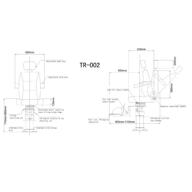 Drawings of TR-002 Type Captain Seats 