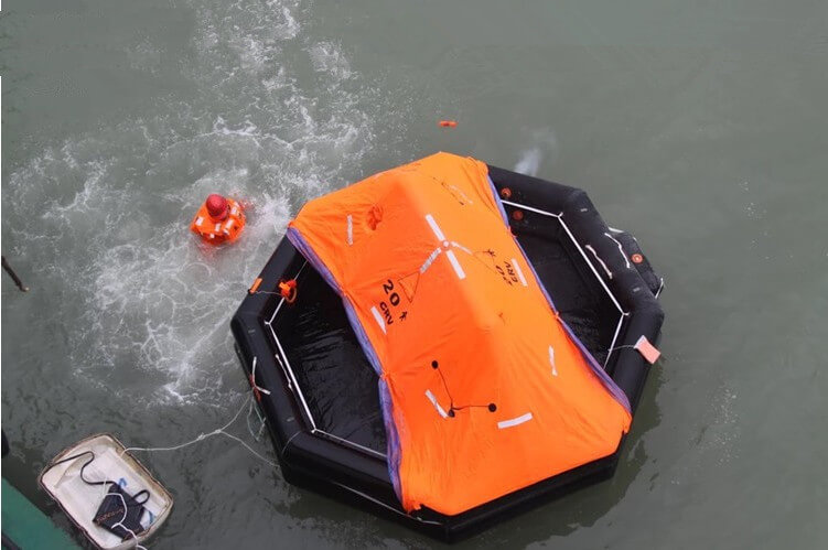 throw-over inflatable life raft