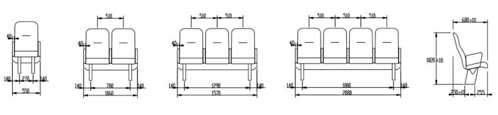 Drawings of YS009 Type Passenger Seat