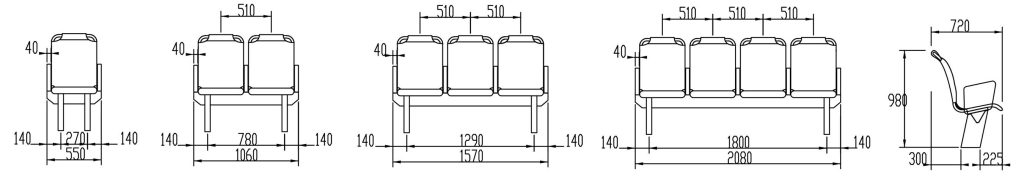 Drawings of YS008 Type Passenger Seat