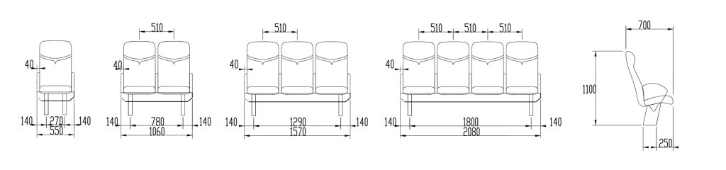 Drawings of YS010 Type Passenger Seat