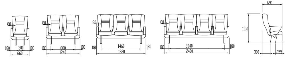 Drawings of YS012 Type Passenger Seat