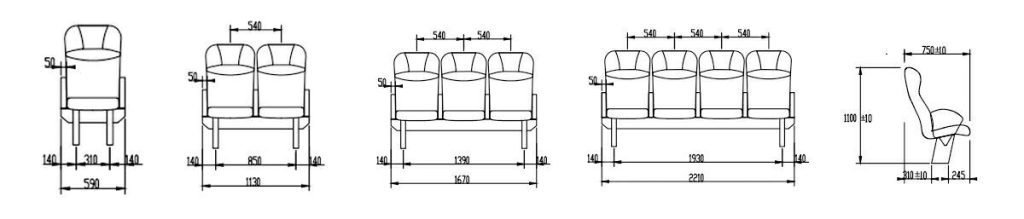 Drawings of YS011 Type Passenger Seat