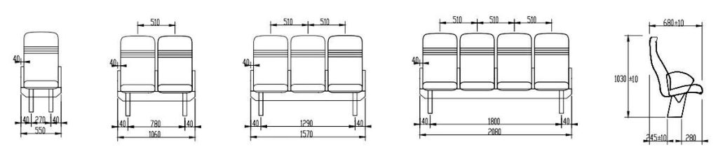 Drawings of YS013 Type Passenger Seat