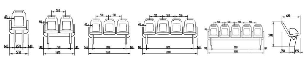 Drawings of YS014 Type Passenger Seat