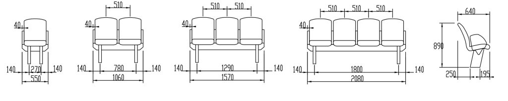 Drawings of YS015 Type Passenger Seat