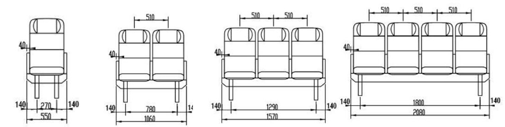 Drawings of YS018 Type Passenger Seat