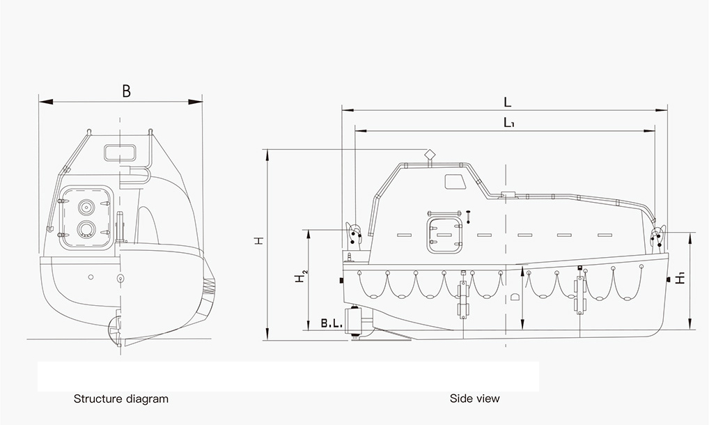 Drawings of F.R.P. Totally Enclosed Lifeboat