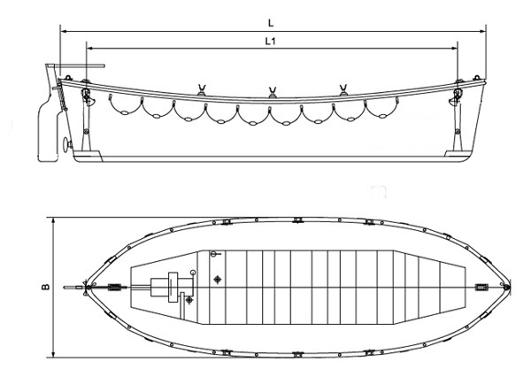 Drawings of F.R.P. Open Lifeboat