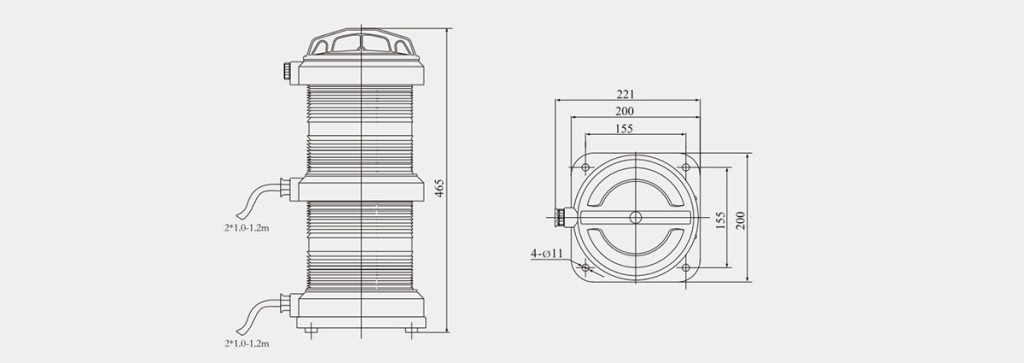 Drawings of CXH-101P Type Double-deck Marine Navigation Lights
