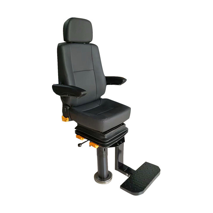 The seat cover is leather and it has an aluminium frame. Adjustable backrest and headrest; Seats can be moved back and forth; Folding / angle-adjustable comfortable seat armrest; Seat can rotated 360 degrees, multi-point positioning; Foot pedal height adjustable / folding;