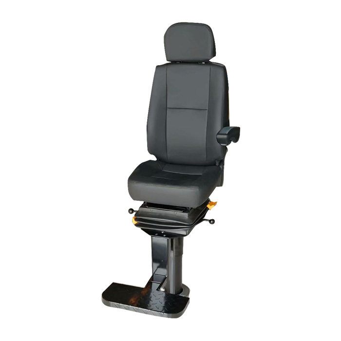 The seat cover is leather and it has an aluminium frame. Adjustable backrest and headrest; Seats can be moved back and forth; Folding / angle-adjustable comfortable seat armrest; Seat can rotated 360 degrees, multi-point positioning; Foot pedal height adjustable / folding;