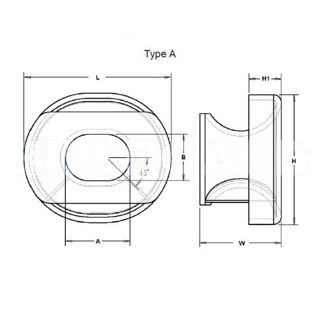 Drawings of DIN81915 Bulwark Mounted Chock (Type A)