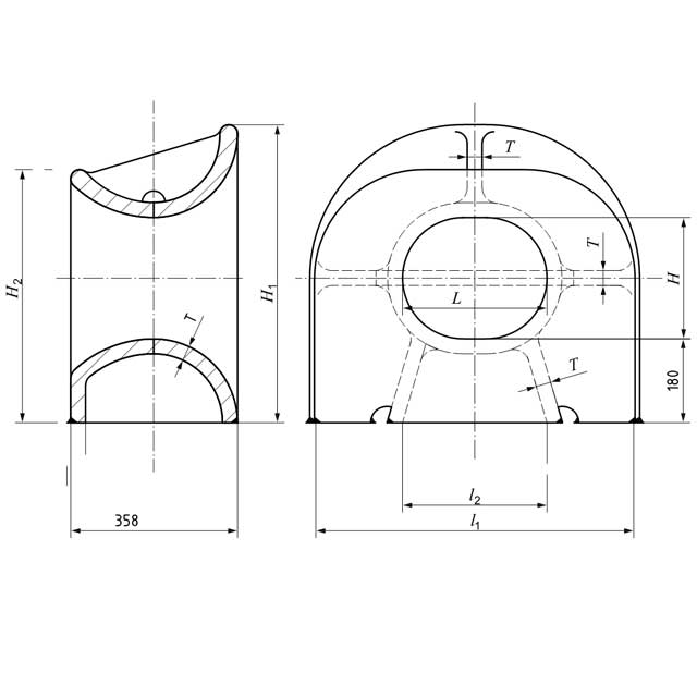 Drawings of ISO13728 Deck Mounted Panama Chock (Type A)