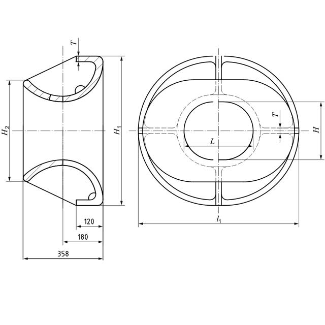Drawings of ISO13728 Bulwark Mounted Panama Chock (Type B) 