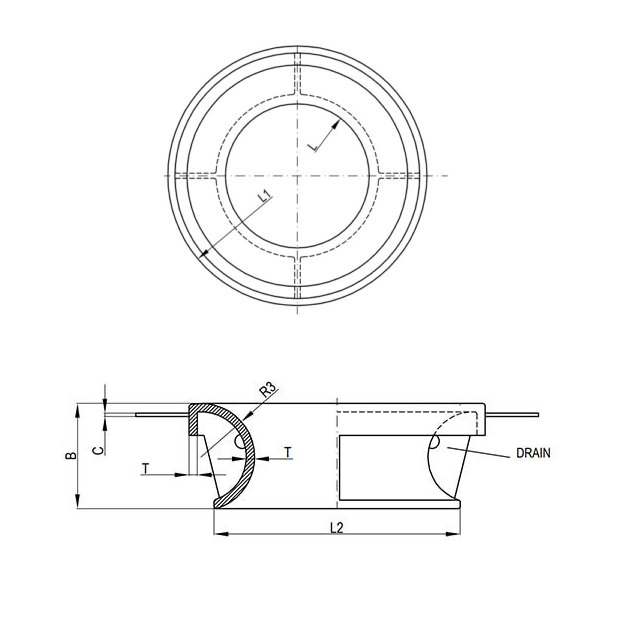 Drawings of JIS F 2007-1976 Circular Shape Mooring Pipe (Type B) 