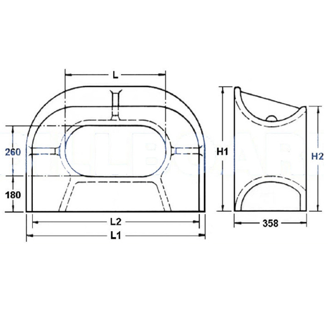 Drawings Of JIS F 2017-1982 Deck Mounted Panama Chock (Type AC)