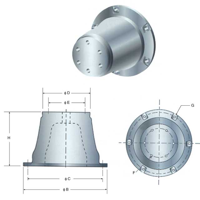 Drawings of Super Cone Rubber Fender (ZC type)