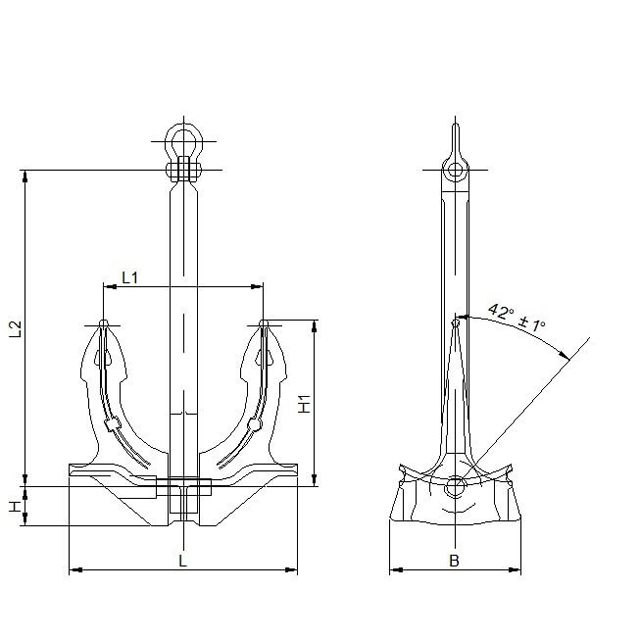 Drawings of JIS-F3301 Stockless Anchor