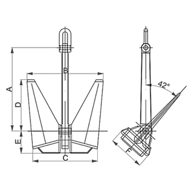 Drawings of High Holding Power (HHP) N type anchor