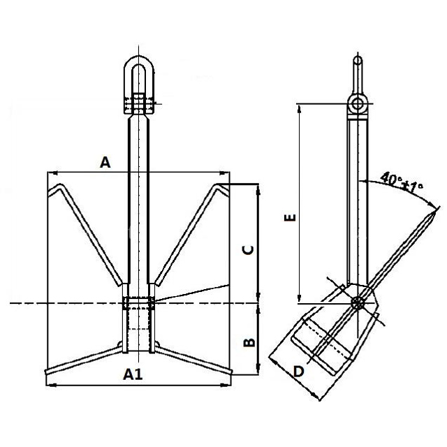 Drawings of High Holding Power(HHP) TW Type Anchor