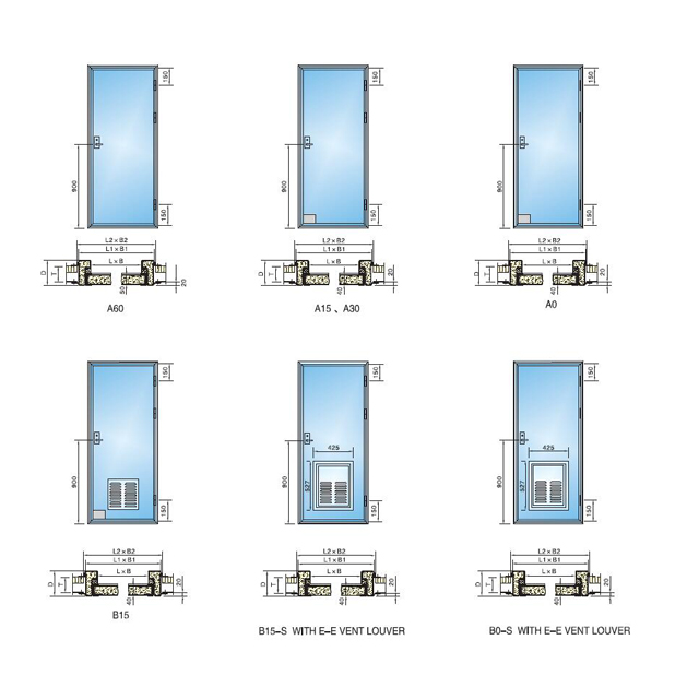 Drawings of Marine Steel Fireproof Door