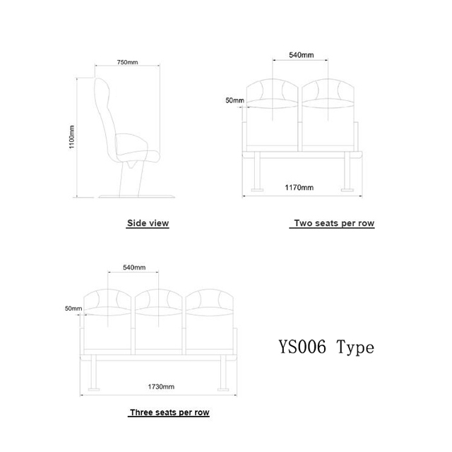 Drawings of YS006 Type Passenger Seat