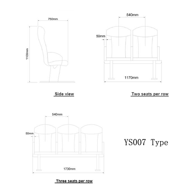 Drawings of YS007 Type Passenger Seat