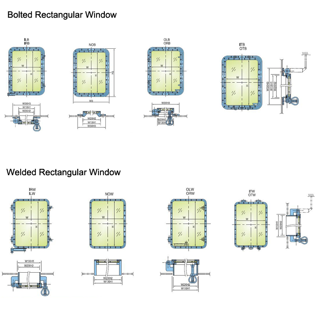 Drawings of Marine Rectangular Window