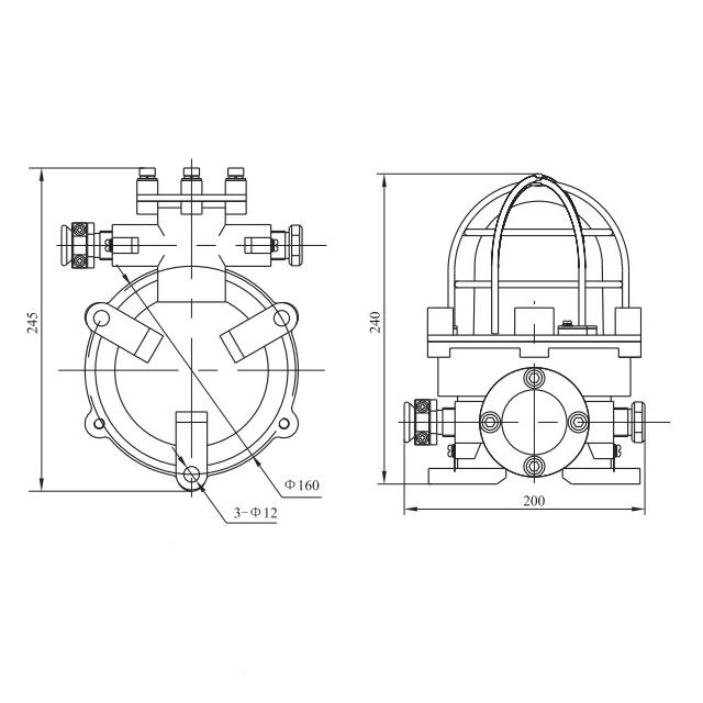 Drawings of CFD3-L Type Explosion Proof Led Lights