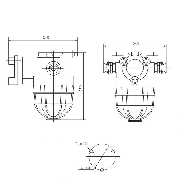 Drawings of CFD4 Type Incandescent Explosion Proof Lighting 