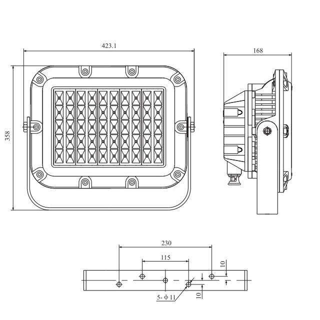 Drawings of CFT6-L Type Explosion Proof Led Flood Light