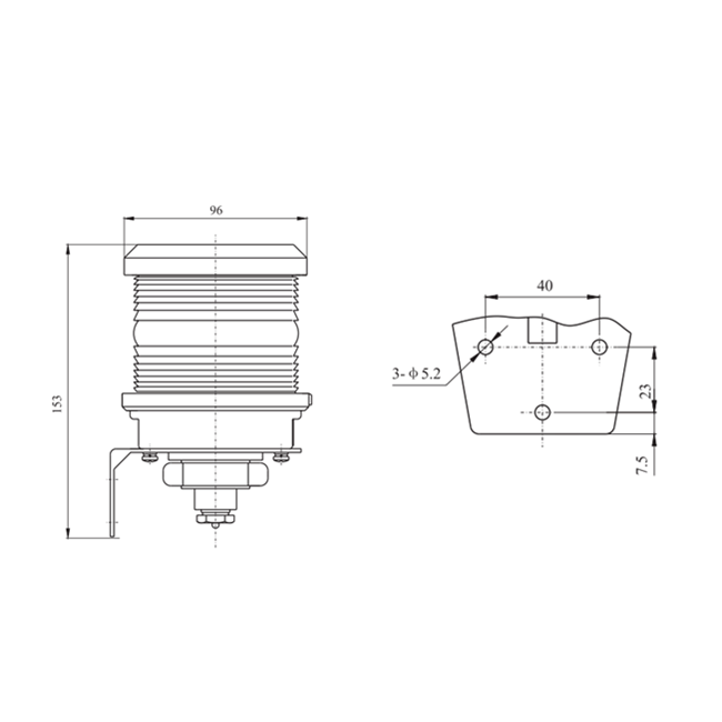 Drawings of CXH-3P Type Single-deck Marine Navigation Lights