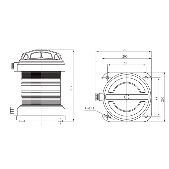 Drawings of CXH-11P Type Single-deck Boat Navigation Lights