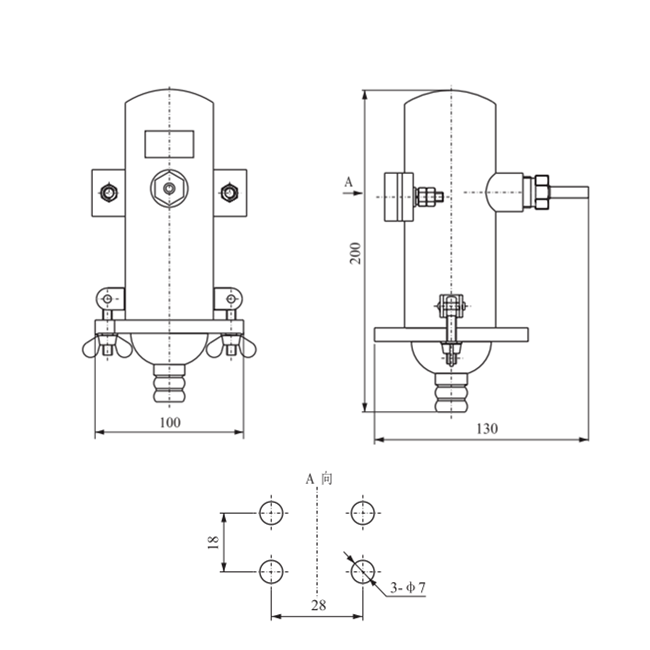 Drawings of CXH13 Type Flag Pole Lights for Marine