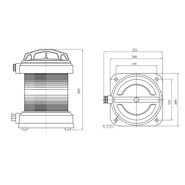 Drawings of CXH14 Type Flashing Signal Light with signal LED light source