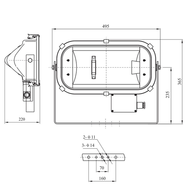 Drawings of TG4, TG5, TG6 Type Marine Spotlight