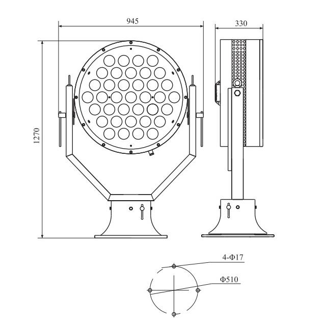 Drawings of TZ6, TZ6-A Type LED Boat Searchlight