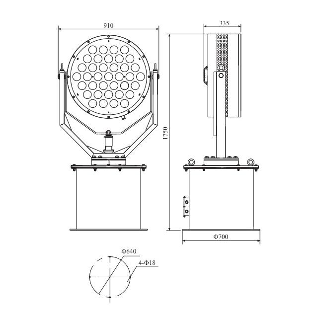 Drawings of Drawings of TZ6, TZ6-A Type LED Boat Searchlight