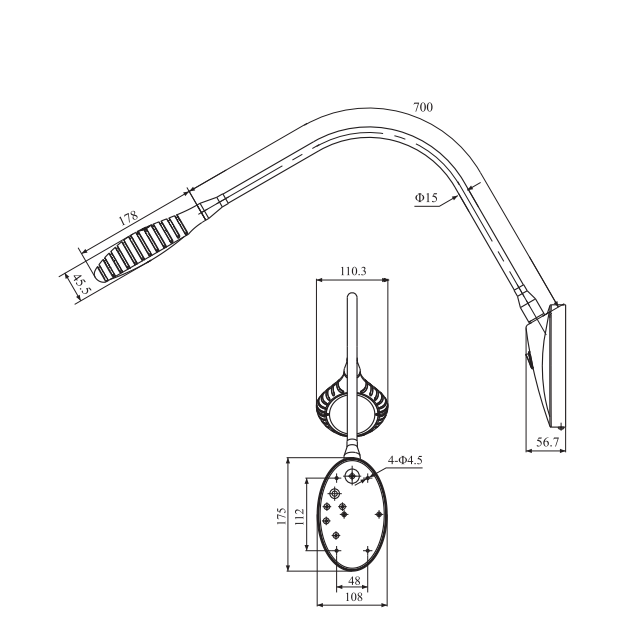 Drawings of CHT5-L Type LED Chart Light