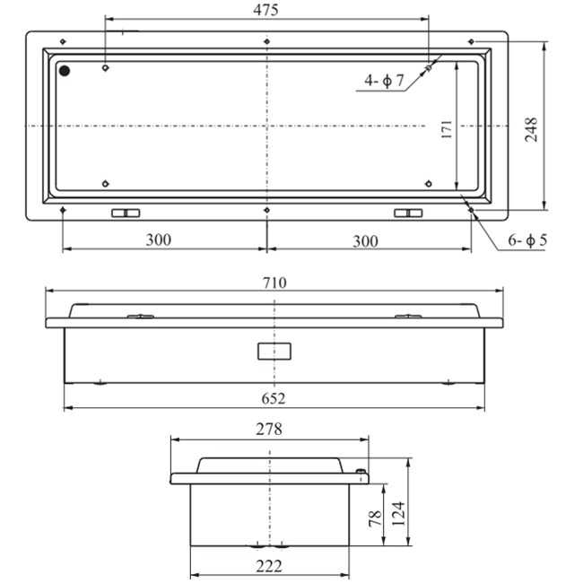 Drawings of JPY201-2, JPY202-2 Type Marine Fluorescent Ceiling Light With Battery 