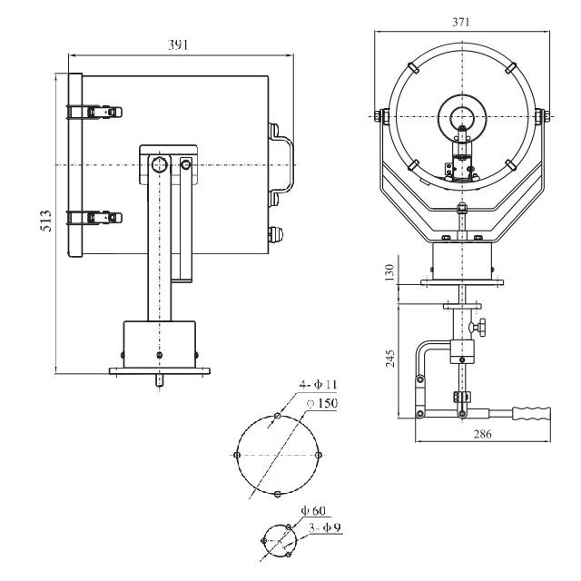 Drawings of TG26, TG27, TG28 Type Marine Searchlight