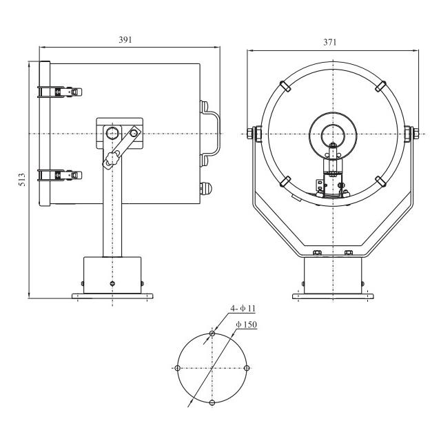 Drawings of TG26, TG27, TG28 Type Marine Searchlight