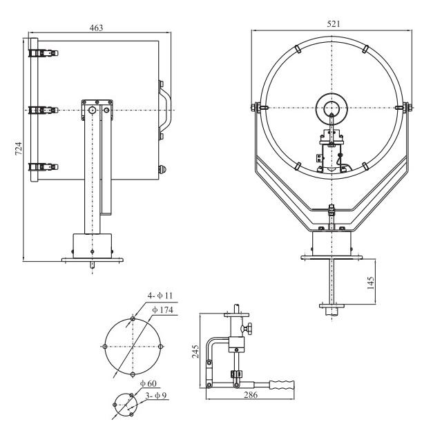 Drawings of Drawings of TG26, TG27, TG28 Type Marine Searchlight