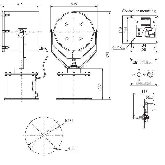 Drawings of Drawings of Drawings of TG26, TG27, TG28 Type Marine Searchlight