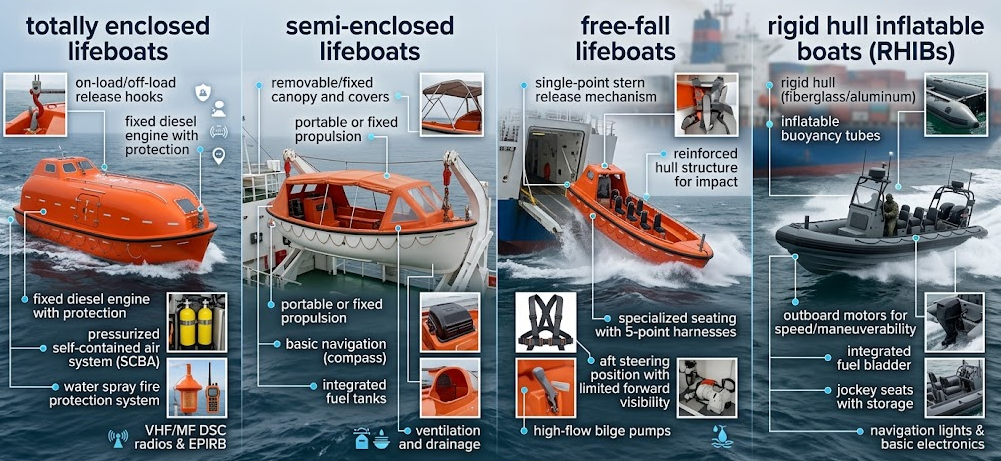 Equipment for Different Lifeboat Types
