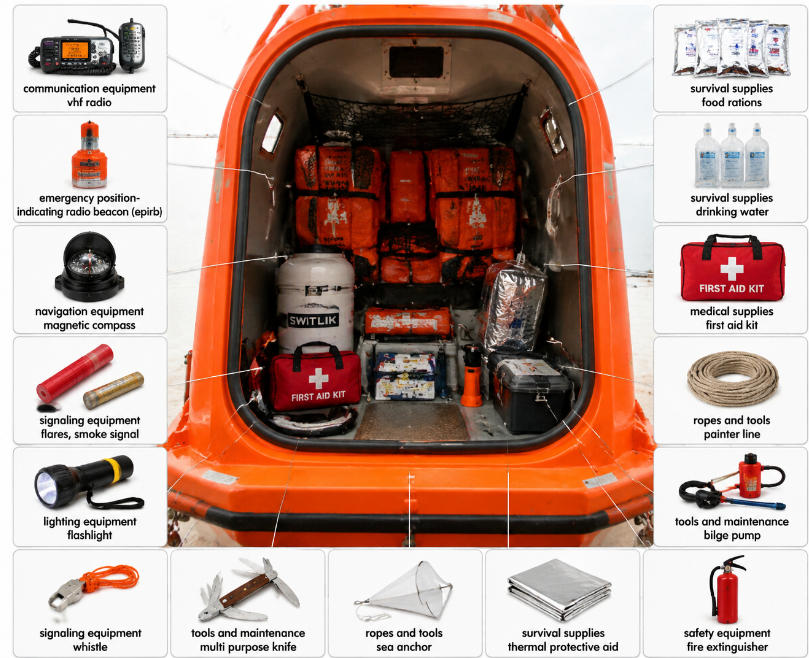 Essential Equipment Inside a Lifeboat